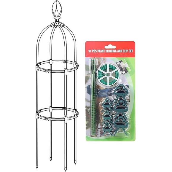 Tower Obelisk Garden Trellis 3 ft Tall Metal Obelisk Plant Support Obelisk Trellis for Indoor Outdoor Climbing Vines and Flowers Stands, Black, 25.4x115cm/10x45.3inch