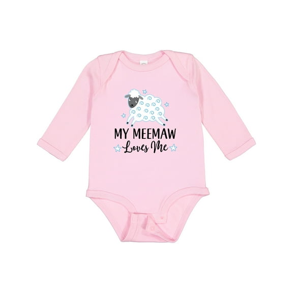 Inktastic My Meemaw Loves Me Lamb Boys or Girls Long Sleeve Baby Bodysuit