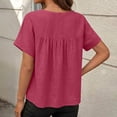 thumbnail image 7 of Admvng Women's T Shirts Casual Solid Color Short Sleeve Button-down Tee Tops Fashion Summer Clothes Going Out Tops for Women S-2XL, 7 of 7