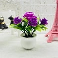 thumbnail image 2 of Fake Flowers Plant in Pot, Artificial Silk Rose Flowers and Fake Plants with Plastic Vase,Small Fake Potted Flower Decor for Home Office Living Room Table Centerpiece Decorations, 2 of 8