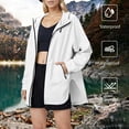 thumbnail image 2 of Rain Coats for Women Casual Lightweight Windproof Thin Waterproof Spring And Summer Jackets Casual Sports Jackets For Hiking Hooded Long-sleeved With Zippers Drawstrings Pockets Outerwea, 2 of 7