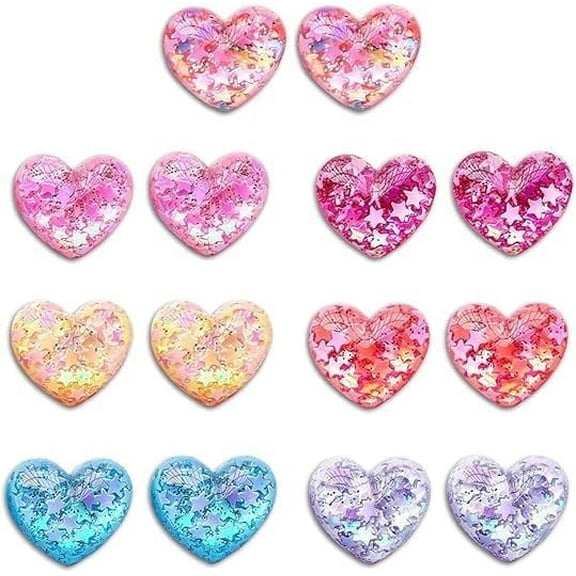 Bling Love Shoe Charms，14 PCS Sparkling Shoe Accessories for Clog Sandals，Shoe Decoration Pins for Bracelet Wristband，Women Cute Party Shoe Charm