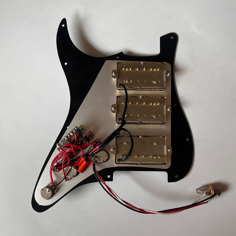 HHH Prewired Guitar Strat Pickguard Set, Alnico 5 Humbucker Pickups Coil Splitting Switch Multi Switch Harnesses ,For Fender St Electric Guitar Part Replacement