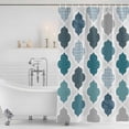 thumbnail image 3 of Bohemia Shower Curtain, Waterproof Shower Curtains for Bathroom, Vintage Moroccan Geometric Pattern Blue Green Gray Washable Fabric Bathtub Curtain Set Bath Decor with 12 Hooks 72"x78", 3 of 8