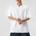 thumbnail image 4 of pstuiky camiseta de hombre, Camisa informal de manga corta con cuello en V y textura vertical de color liso para hombre camisas casuales para hombre xxxxl, 4 of 6