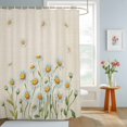 thumbnail image 4 of Shower Curtain Watercolor Daisy Leaf Shower Curtains for Bathroom Decor, Waterproof Polyester Shower Curtain Set with Hooks, Extra Long 72" x 78" Linen Texture, 4 of 9