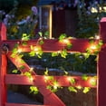 thumbnail image 2 of Decoración de patio al aire libre Luz de ratán Luz de ratán de hoja verde Luz de ratán solar Cadena de luces de ratán de hoja de arce, 2 of 3