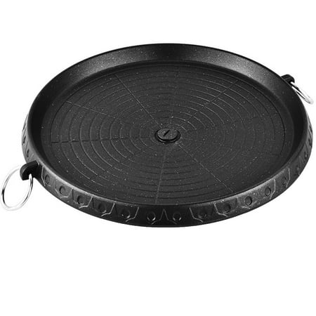 

HOMEMAXS 1PC Cassette Stove Baking Tray Rice Stone Barbecue Pot Household Fried Steak Pan Portable Flat Base Baking Pan for Home Use (Round Shape Style Black)