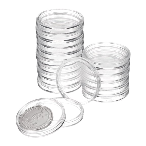 Uxcell 20 Pcs 30mm Silver Dollar Coin Holders Plastic Coin Covers Acrylic Clear Round Coin Collection Supplies