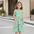 thumbnail image 4 of Grblisyd Girls Dresses Summer Short Sleeve Kids A Line Cute Cartoon Sundresses with Pockets for Casual 3-12 Y, 4 of 6