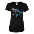 thumbnail image 2 of Trippy California Rainbow Neon Wolf Mountain Silhouette | Womens Animal Lover Graphic T-Shirt, Black, Small, 2 of 4