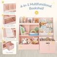thumbnail image 5 of Curipeer 30'' Kids Bookshelf , 3-Tier Toy Storage Organizer with Removable Toy Bins, Pink, 5 of 8