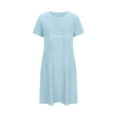thumbnail image 1 of Oksale Robe de Nuit de la Saint-Valentin pour Femmes Douce et Confortable à Manches Courtes Grande Taille Robes Mignonnes Imprimées à Col Rond Mini Tenue de Nuit Décontractée Ample Respirante Robes de Nuit Bleu Ciel 2TG, 1 of 5