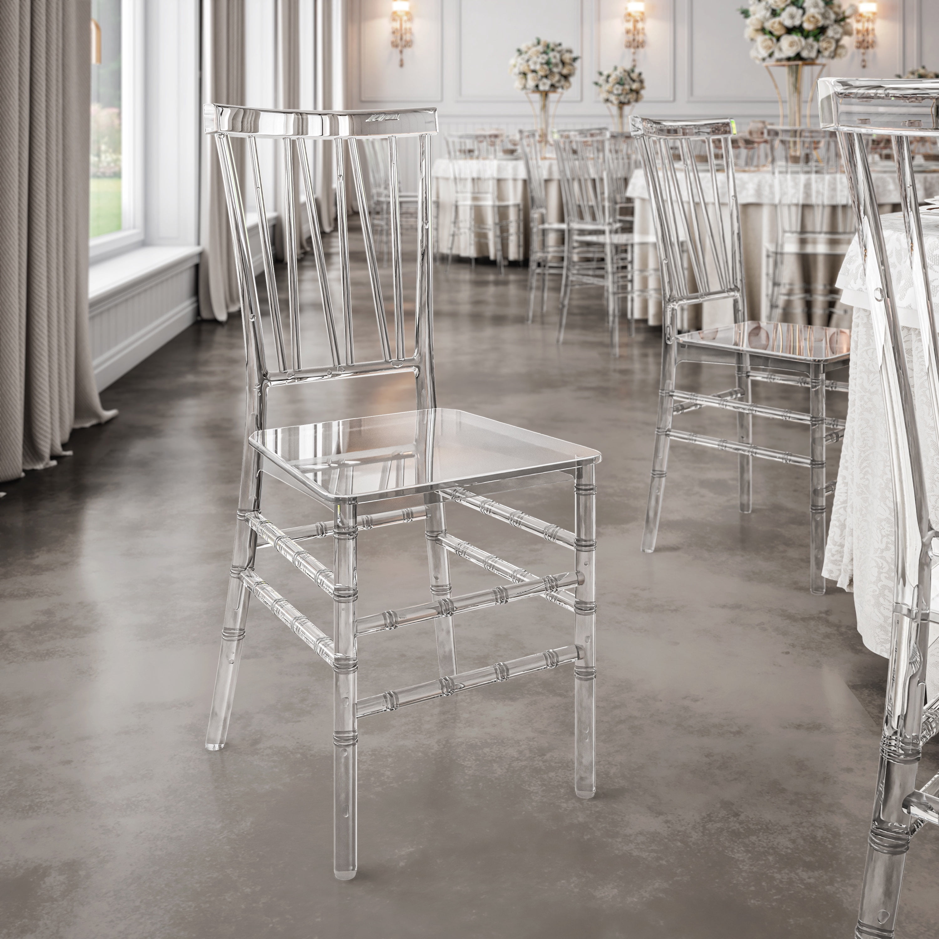 Techni Home Stackable Chiavari Style Clear Acrylic Event Chairs – Set of 4