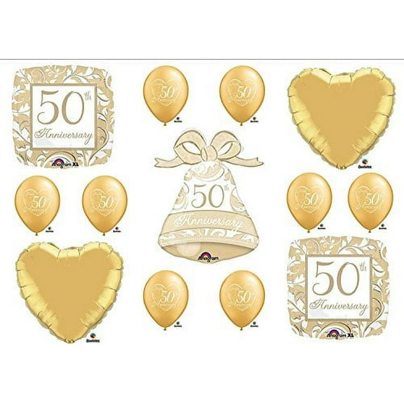 50th Fiftieth Anniversary Party Balloons BELL Decorations Supplies Favors