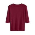 thumbnail image 3 of Lmnyox Summer T Shirt for Women Solid Color Half Sleeve Round Neck Tee Shirt Trendy Loose Ribbed Knit Basic Tops, 3 of 7