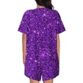 thumbnail image 3 of Bingfone Purple Glitter Print Pajamas Sets for Women Soft Short-Sleeved Pjs with Lounge Shorts Two Piece Sleepwear, 3 of 8