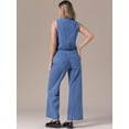 thumbnail image 4 of DARING DIVA Women's Denim Set 2 Pieces Outfits Matching Wide Leg Jeans 2XL Blue, 4 of 7