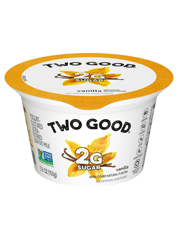 Two Good Lower Sugar Vanilla Flavored Low Fat Greek Yogurt Cultured Product, 5.3 oz