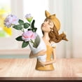 thumbnail image 3 of Estatuilla de chica nórdica, florero, estatua para el hogar, , escultura, arte coleccionable para centro de mesa, decoración para sala de estar, Café BLESIY Jarrón de estatuilla de niña, 3 of 4
