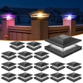 thumbnail image 1 of Solar Post Cap Lights with 8 RGB Solid Colors & Multicolor Flow - 8 Pack Fence Post Solar Lights, IP65 Waterproof - Fits 4x4 5x5 6x6 Wood & Vinyl Posts - White, 1 of 6