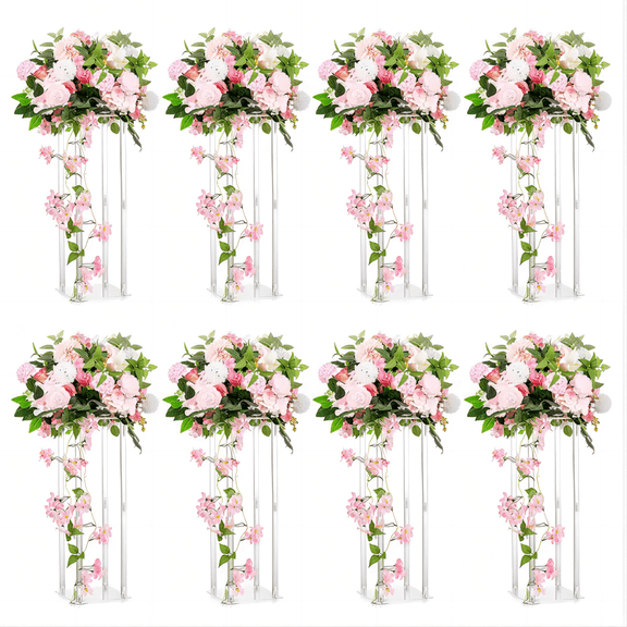 8Pcs Acrylic Centerpiece Wedding Flower Stand, 31.5 in Flower Vase Centerpieces for Wedding Event Party Reception Table Decoration