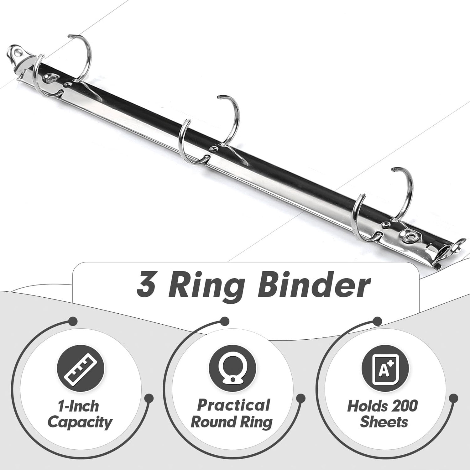 1 inch 3 Ring Binder View Binders Holds 200 Sheets Letter Size 8.5'' x 11'' Paper Notebook Binders for Office Home School 6 Pack White