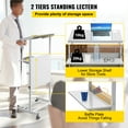 thumbnail image 6 of KFFKFF Upright Podium, Adjustable Height Mobile Speaker's Stand, Podium with 4 Movable Wheels, Underneath Storage Shelf Floor Podium, White Podiums for Educational Setting,Religious Gathering, 6 of 9