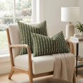 thumbnail image 4 of decorUhome Pack of 2 Decorative Jacquard Boucle Throw Pillow Covers 18x18 Inch, Soft Striped Pillowcases for Couch Sofa Home Decor, Military Green, 4 of 8