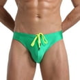 thumbnail image 2 of Luxalzxs Mens Swim Briefs Stretchy Sexy Low Rise Solid Color Quick Dry Bikini Swimsuit Sport Swimwear with Drawstring, 2 of 5
