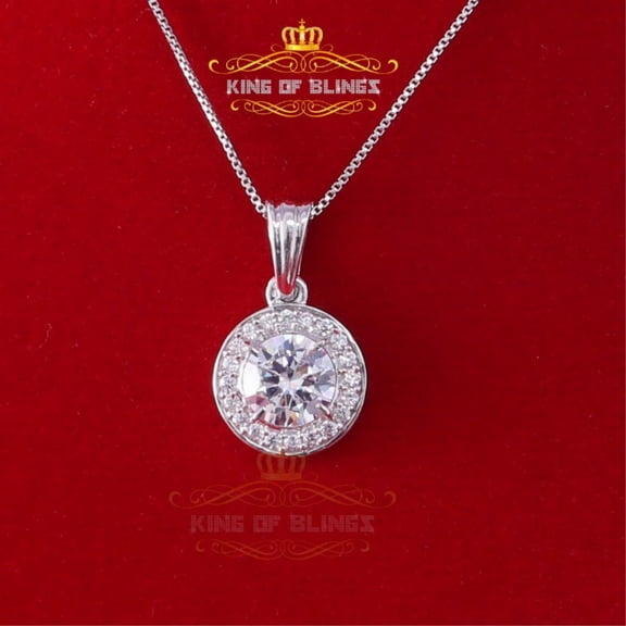King of Bling's Beautiful White Fancy 925 Silver Pendant with Round Shape 4.00ct Cubic Zirconia