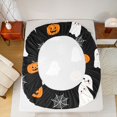 thumbnail image 4 of Manfei Halloween Pumpkin Lantern Fitted Sheet Full,Spooky Ghost Pattern Bed Set,3-Piece,1 Fitted Sheet and 2 Pillowcases, 4 of 6