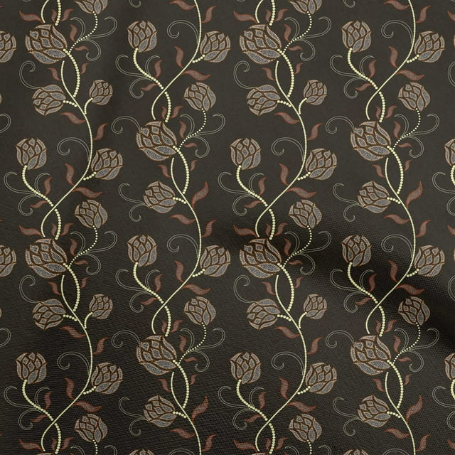 oneOone Velvet Brown Fabric Floral Craft Projects Decor Fabric Printed By The Yard 58 Inch Wide
