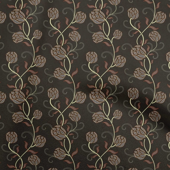oneOone Cotton Jersey Brown Fabric Floral Sewing Material Print Fabric By The Yard 58 Inch Wide