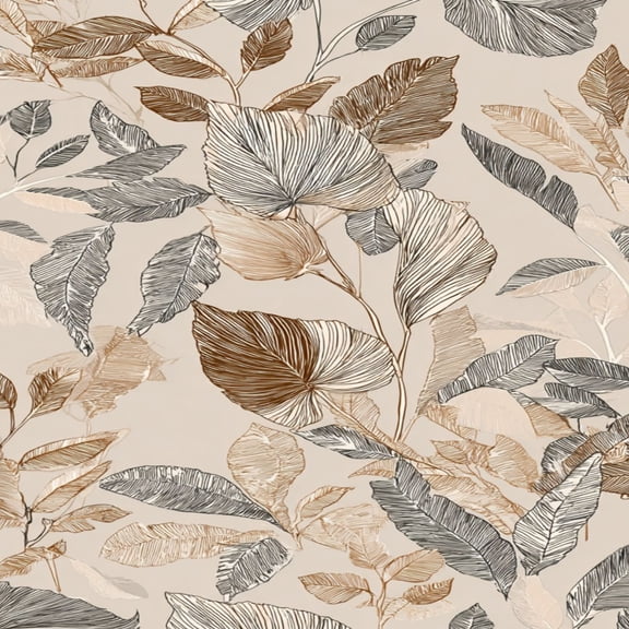 Peel and Stick Wallpaper 17.7in x 9.8ft Elegant Monochrome Bronze Leaf Neutral Botanical Jungle Contact Paper Vinyl Waterproof Self Adhesive Wall Paper for Bedroom Shelf Cabinet Renter Friendly