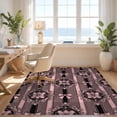 thumbnail image 3 of Design&I 3'x5' Washable Area Rug Low Profile & Durable Daily Traffic Ready Pink Delicate Vertical Stripe Tossed Botanical Repeat Ornamental for Home Office, Hallway, 3 of 7