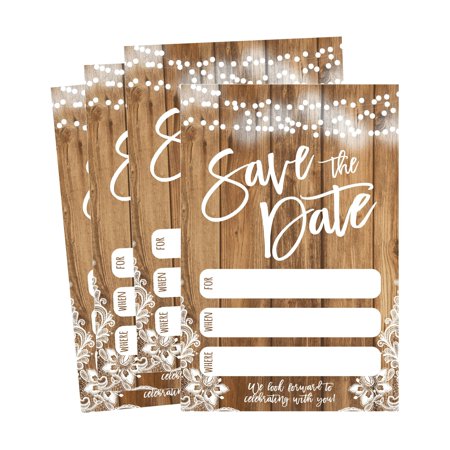 Rustic Charm Save The Date Cards - 50 Unique Postcard Invitations for Weddings, Engagements, Anniversaries, Baby Showers, and Birthday Celebrations, Simple and Elegant Announcements