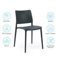 thumbnail image 3 of WRGHOME Garden Modern Outdoor/Indoor Plastic Resin Stacking Patio Dining Side Chair  (Set of 2) - ANTHRACITE, 3 of 6