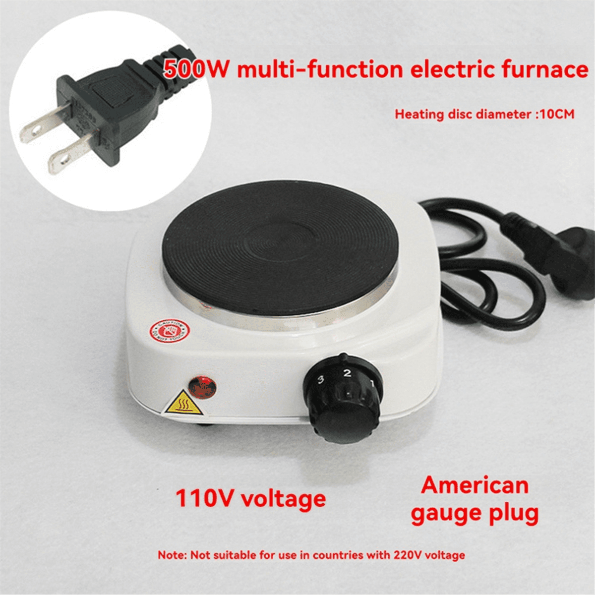 Mini Electric Stove Multifunctional Kitchen Appliance Hot Potelectricheating Platemilkwater Heating Stove US Plug C,1 x Electric stove,Silver gray