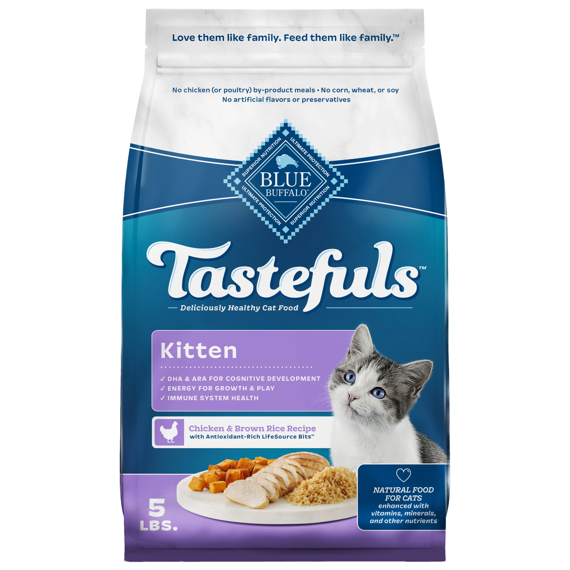 Blue Buffalo Tastefuls Natural Kitten Dry Cat Food, Chicken and Brown Rice Recipe, 5-lb. Bag