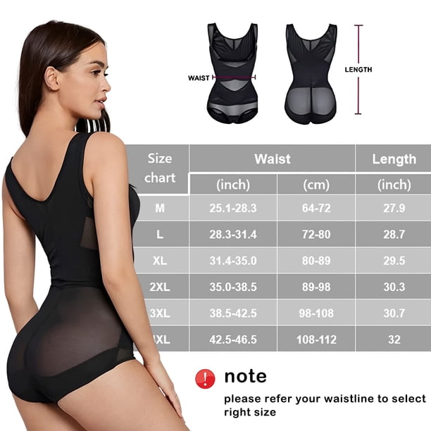 Qarigey Ropa interior con Control de barriga para adelgazar la cintura Shapewear Body Body mujeres Body Shapers Ropa interior Negro L