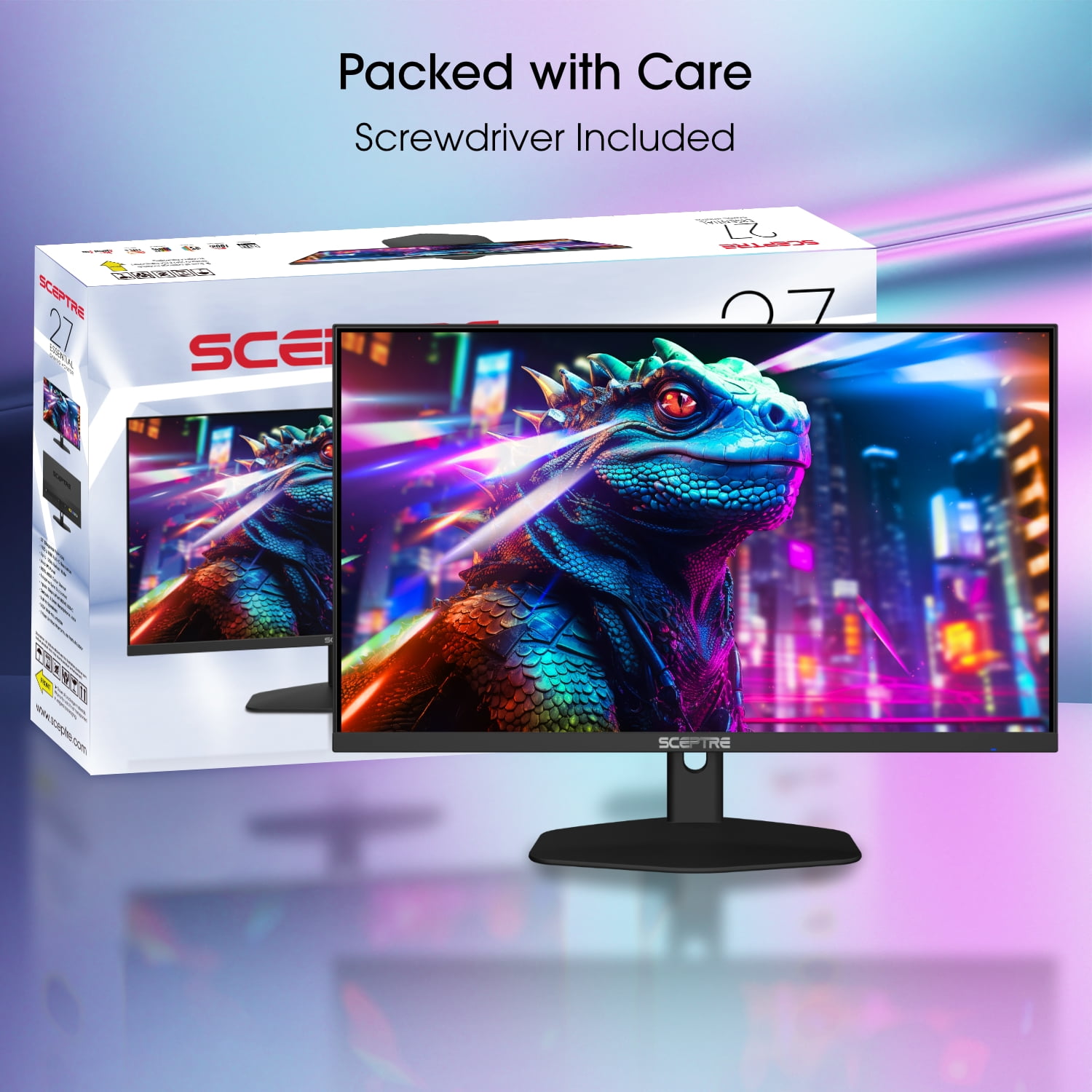 Sceptre 27-inch IPS Eye Care Monitor 100Hz DisplayPort HDMI and USB-C 100% sRGB Build-in Speakers, E275W-FP100T 2024