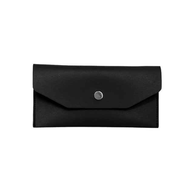 Jumpingount Cartera de cuero PU para mujer, reemplazo de Color sólido, botón a presión Rectangular, elegante, exquisito, monedero para niñas, Carteras Negro