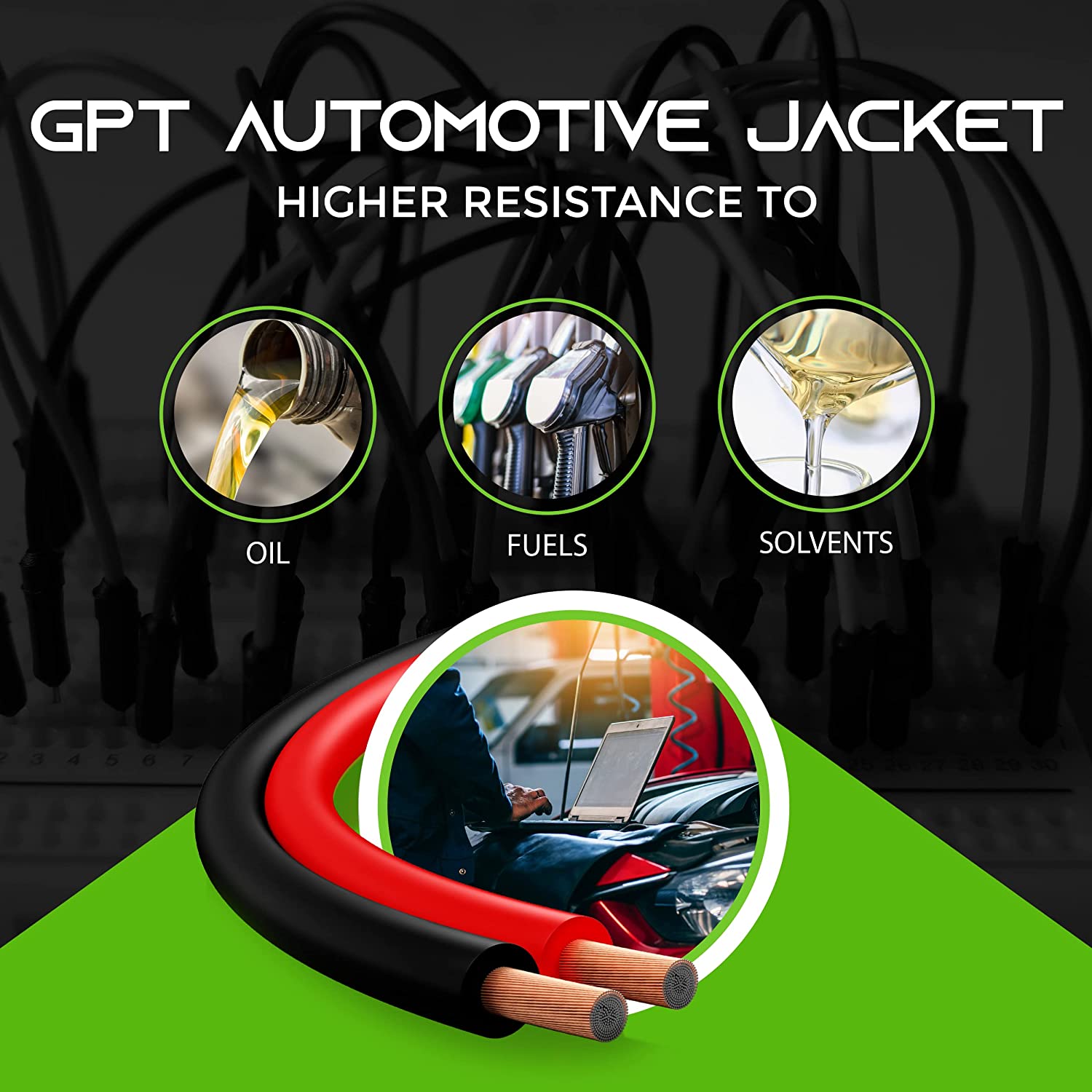GearIT 12 Gauge Wire (200ft - Black/Red) GPT Automotive Primary Bonded Wire - Copper Clad Aluminum CCA - Car Audio, Speaker Wire, Trailer Harness, Electrical - 200 Feet Total 12ga awg