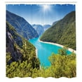 thumbnail image 3 of Ambesonne River Shower Curtain, Piva Canyon Montenegro, 69"Wx84"L, Forest Green Sky Blue, 3 of 5