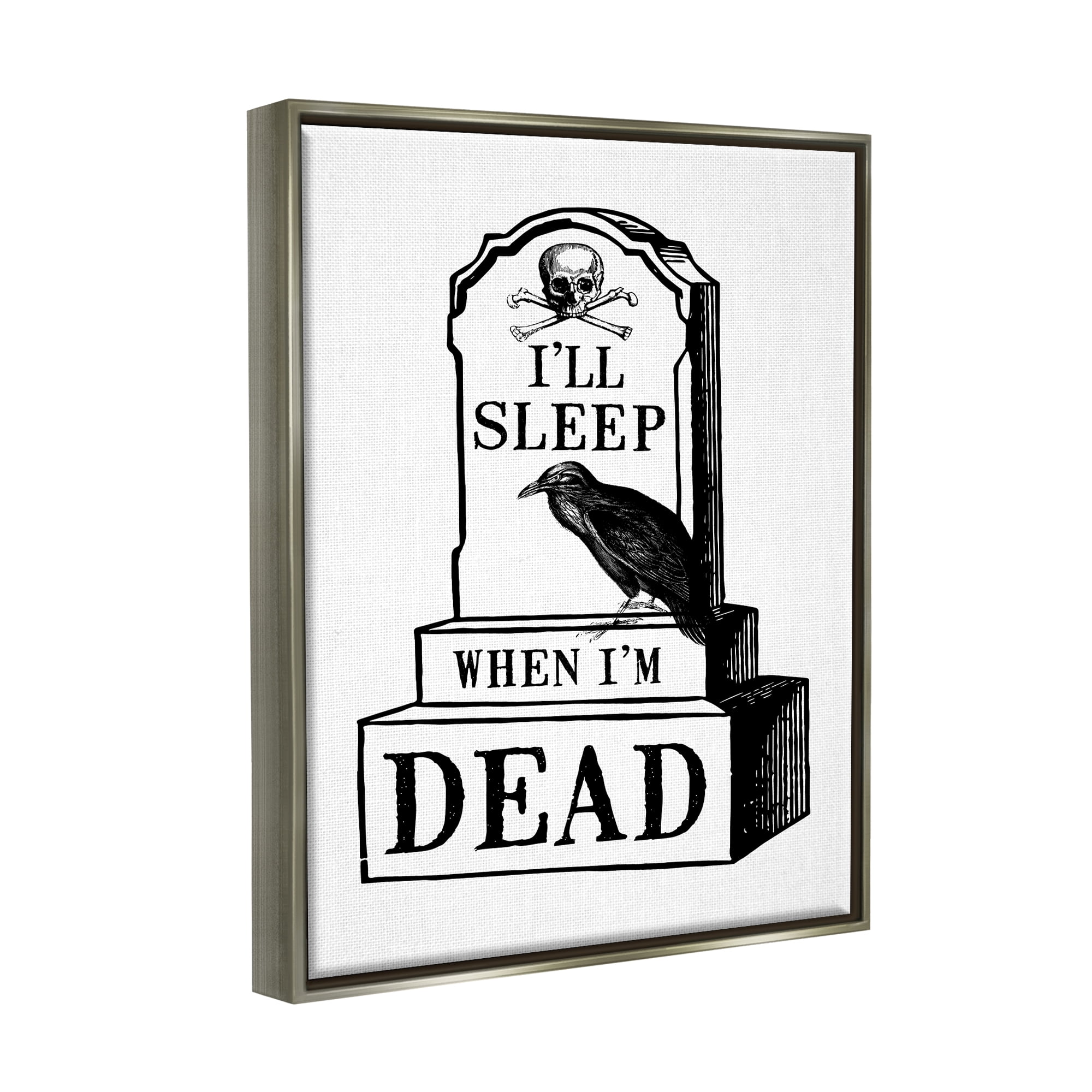 Stupell Industries Sleep When Dead Phrase Holiday Painting Gray Floater Framed Art Print Wall Art, 17 x 21