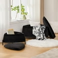 thumbnail image 2 of GZXS Black Faux Fur Storage Ottoman Set of 2, Modern Upholstered Triangle Footrest Stools with Metal Legs, Reversible-Lid Coffee Table w/ Hidden Storage, for Living Room, Bedroom, Entryway, 2 of 8