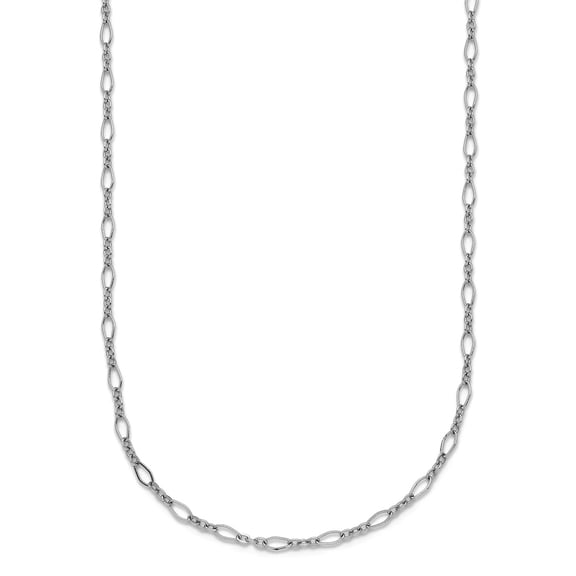 18k White Gold 2.4mm Mixed Length Cable 18 Inch Chain Chain Necklace for Women and Men - 2.5 Grams