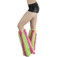thumbnail image 3 of ToBeInStyle Women's Vertical Striped Leg Warmers - Neon Green/Neon Pink - One Size, 3 of 4