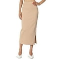 thumbnail image 6 of VUPSGEZ Women's S~3X Side Slit Ponte Knit High Waist Mid Calf Long Pencil Skirt (Beige,XL), 6 of 6